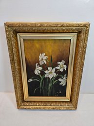 Antique Still Life Oil In Canvas In Guilded Frame