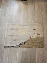 Antique Handwoven Nubble Light House Rug