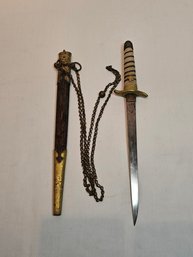 WWII Japanese Officers Knife With Scabbard And Chain