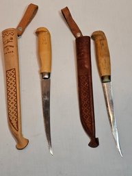 Pair Of Finnish Filet Knives With Sheaths