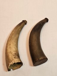 Pair Of Small Primitive Powder Horns