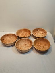 Lot Of 5 Birdseed Maple Bowls By Michael J Holmquist