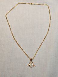 14k Gold Chain With Dolphin Necklace