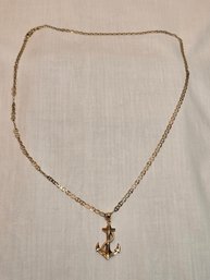 14k Gold Chain And Anchor Necklace