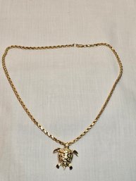 14k Gold Chain With 14k Sea Turtle Pendant Necklace