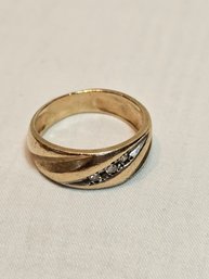 14k Gold Ring With 3 Small Diamonds