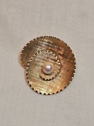 Art Deco 14k Gold Brooch With Pearl