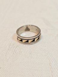 Sterling Silver With 14k Gold Native American Ring By S Skeets