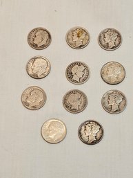 11 Silver Dimes Lot