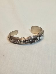 Native American Sterling Bracelet With Wild Horse Magnesite Signed SF