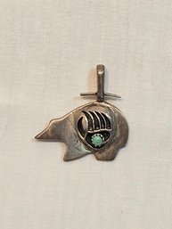 Native American Sterling Bear Pendant