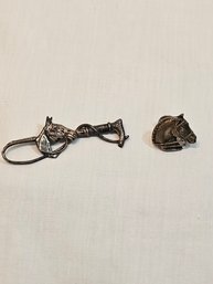 2 Sterling Horse Pins