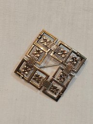 Symmetallic Sterling And 14k Gold Brooch