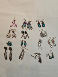 Native American Sterling Earrings Lot