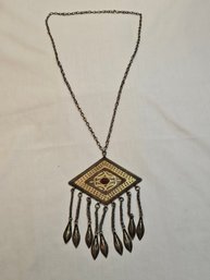 Rare Turkmenistan Afghan Silver Pendant And Necklace