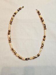 Carved Bone And Beads Necklace