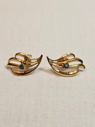 18k Gold With Emerald Earrings