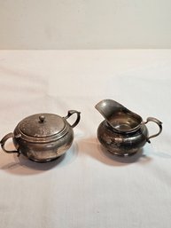 Cartier Sterling Silver Creamer And Sugar Bowl