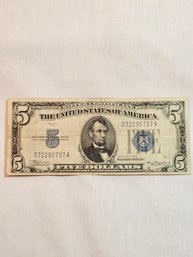 1934 Five Dollar Silver Certificate