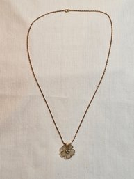 14k Gold Chain With 14k And Diamonds Flower Pendant By Baum