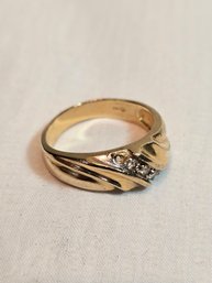 Men's 14k Gold Ring With Small Diamonds