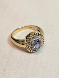 14k Gold Ring With Diamond And Blue Topaz