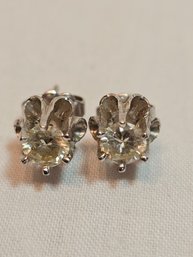 14k Gold With Single Diamond Earrings