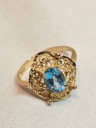 14k Gold With Blue Topaz Ring