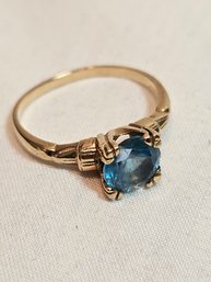 Art Deco 14k Gold With Blue Topaz Ring