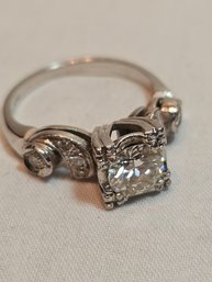 Platinum Ring With Amazing Center And Side Diamonds