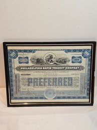 Philadelphia Rapid Transit Company 100 Share Stock Certificate