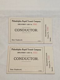 Philadelphia Rapid Transit Company Conductor Employee Cards Blank