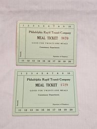 Philadelphia Rapid Transit Company Vintage Meal Tickets Blank