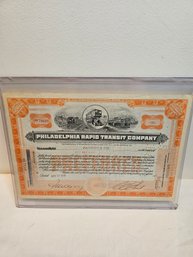 Philadelphia Rapid Transit Company 10 Shares Stock Certificate 1934