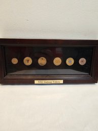 Vintage Framed NYC Subway Tokens