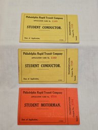 Philadelphia Rapid Transit Company Student Motorman And Student Conductor Employee ID Cards Blank