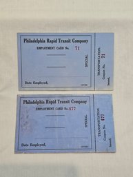 Philadelphia Rapid Transit Company Employee ID Cards Blank