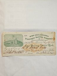 West Philadelphia Passenger Railway Company Check From 1876