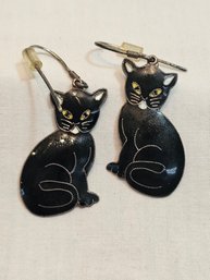 Vintage Sterling Cat Earrings