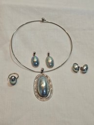 Sterling And Pearl Jewelry Set