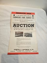 Fairmount Park Transit Company Auction Flier