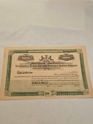 Germantown Avenue Elevated Passenger Railway Company Blank Stock Certificate