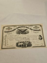 Germantown Passenger Railway Company 12 Shares Stock Certificate