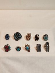 Sterling Rings Sized 7 -8 Lot B