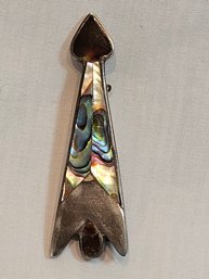 Sterling And Abalone Antique Brooch