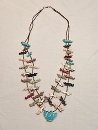 Handmade Native American 2 Tier Fetish Necklace