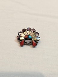 Native American Made Sterling Brooch