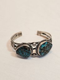 Native American Made Sterling And Turquoise Bracelet