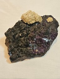 Rare Purple Fluorite And Calcite On Sphalerite