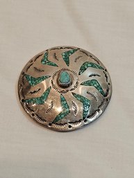 Sterling And Turquoise Bolo Pendant